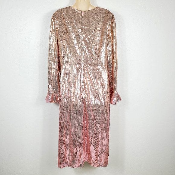 Rachel Parcell Rose Gold Sequin Long Sleeve Dress - Picture 5 of 7